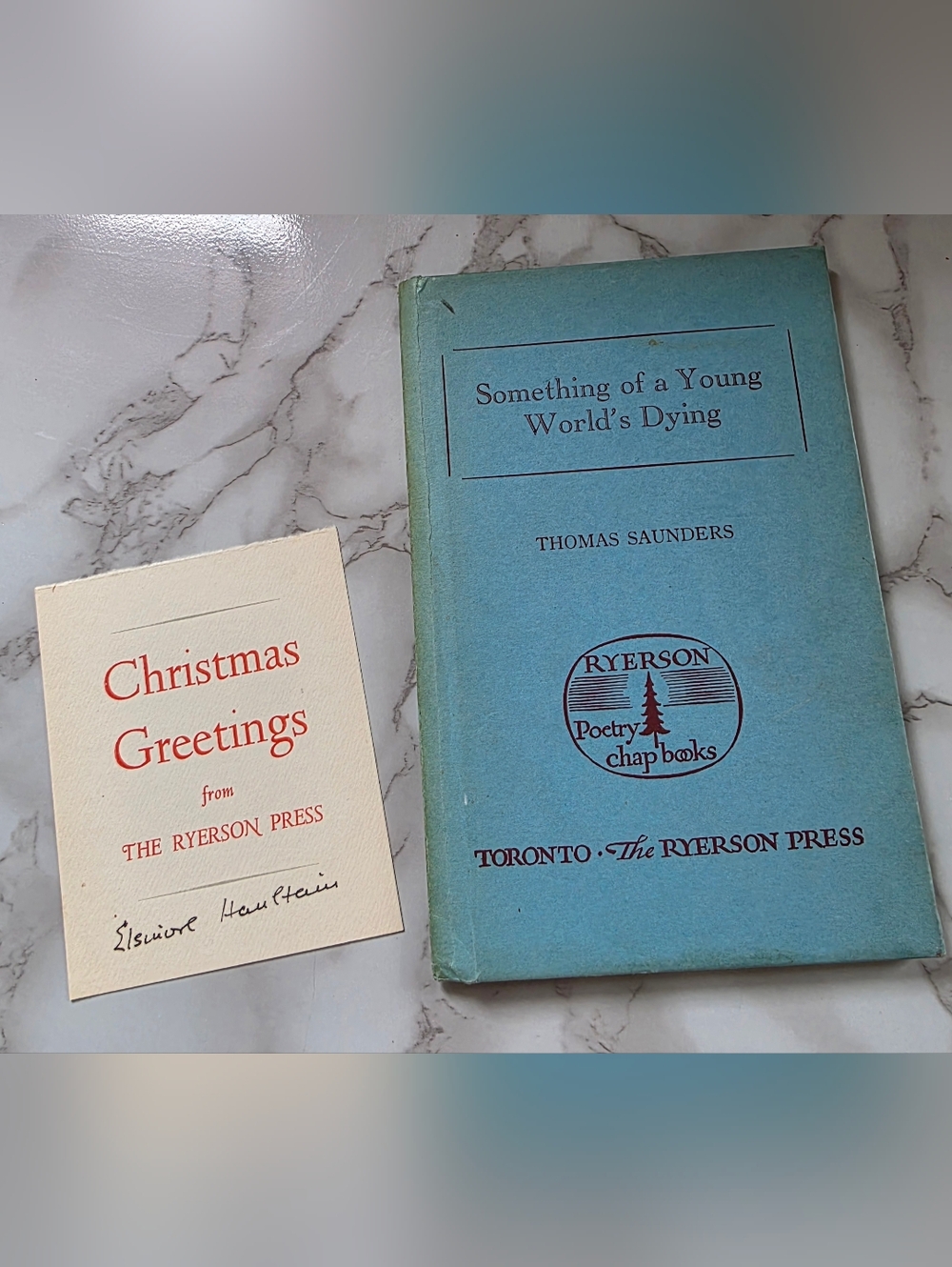 Ryerson Press 1958 Something of a Young World's Dying Book w Elsinore Haultain